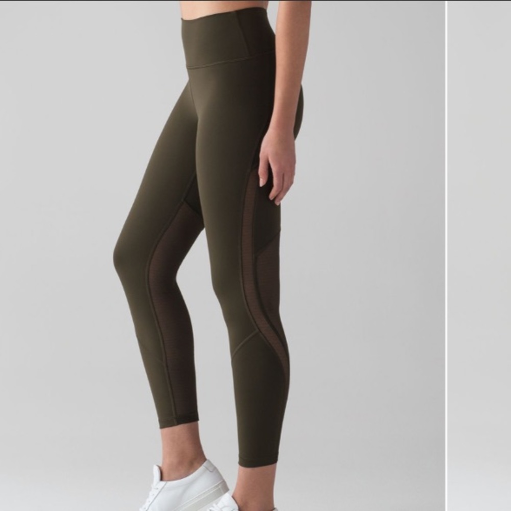 Lululemon Revitalize tight olive mesh leggings 6